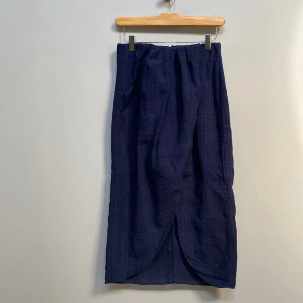 Aritzia Wilfred Navy Pursuit Faux Wrap Mini Skirt Size S - Picture 4 of 9